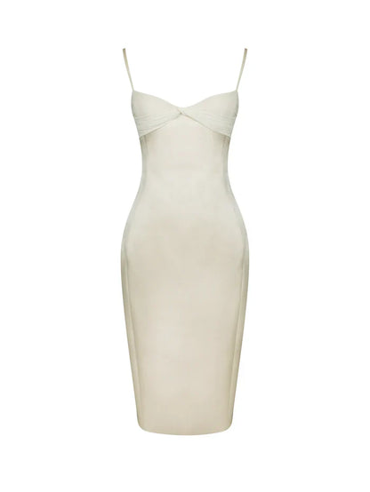 Apricot Twist Heart Slit Midi Dress