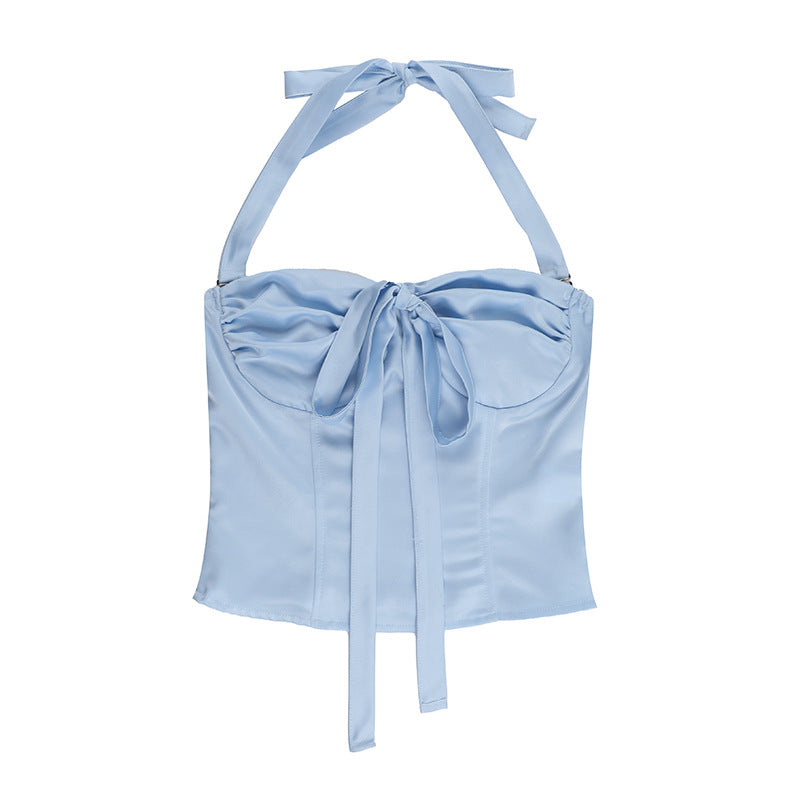 Blue Celeste Bow Corset Top