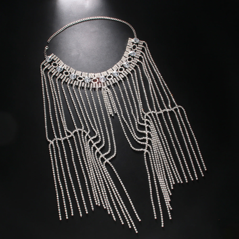 Rhinestone Tassel Shoulder Chain – Glam Dress Accessory